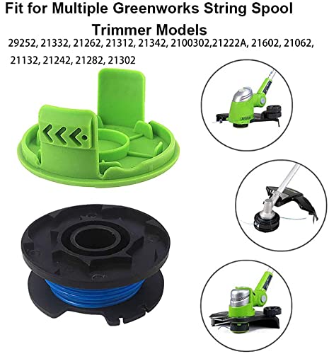 Thten 0.065" Single Line Auto-Feed Replacement Trimmer Spool 29092 for Greenworks Weed Eater String 24V and 40V Trimmer (6 Packs Plus 1 Cap) 5