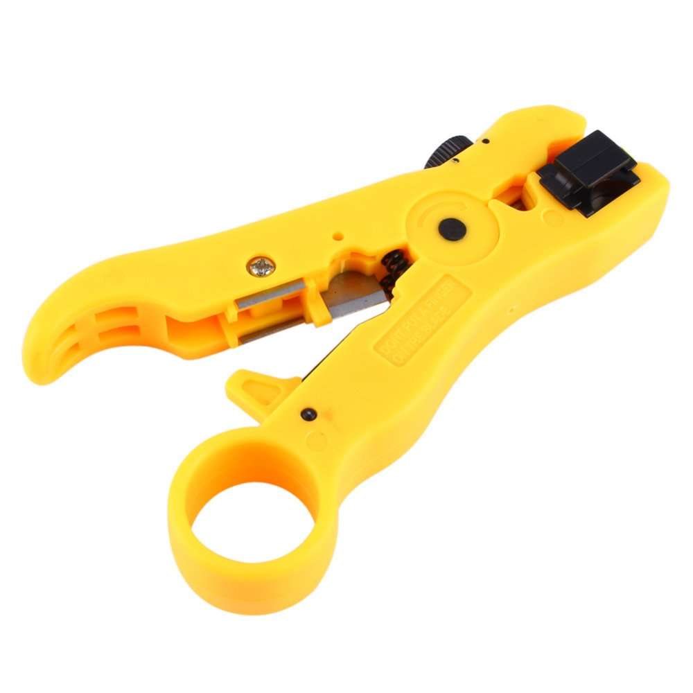 Generic Yellow Mulitifunctional Plastic Coax Coaxial Cable Wire Cutter RG59 RG6 RG7 RG11 Stripper Stripping Scissors Tool 3