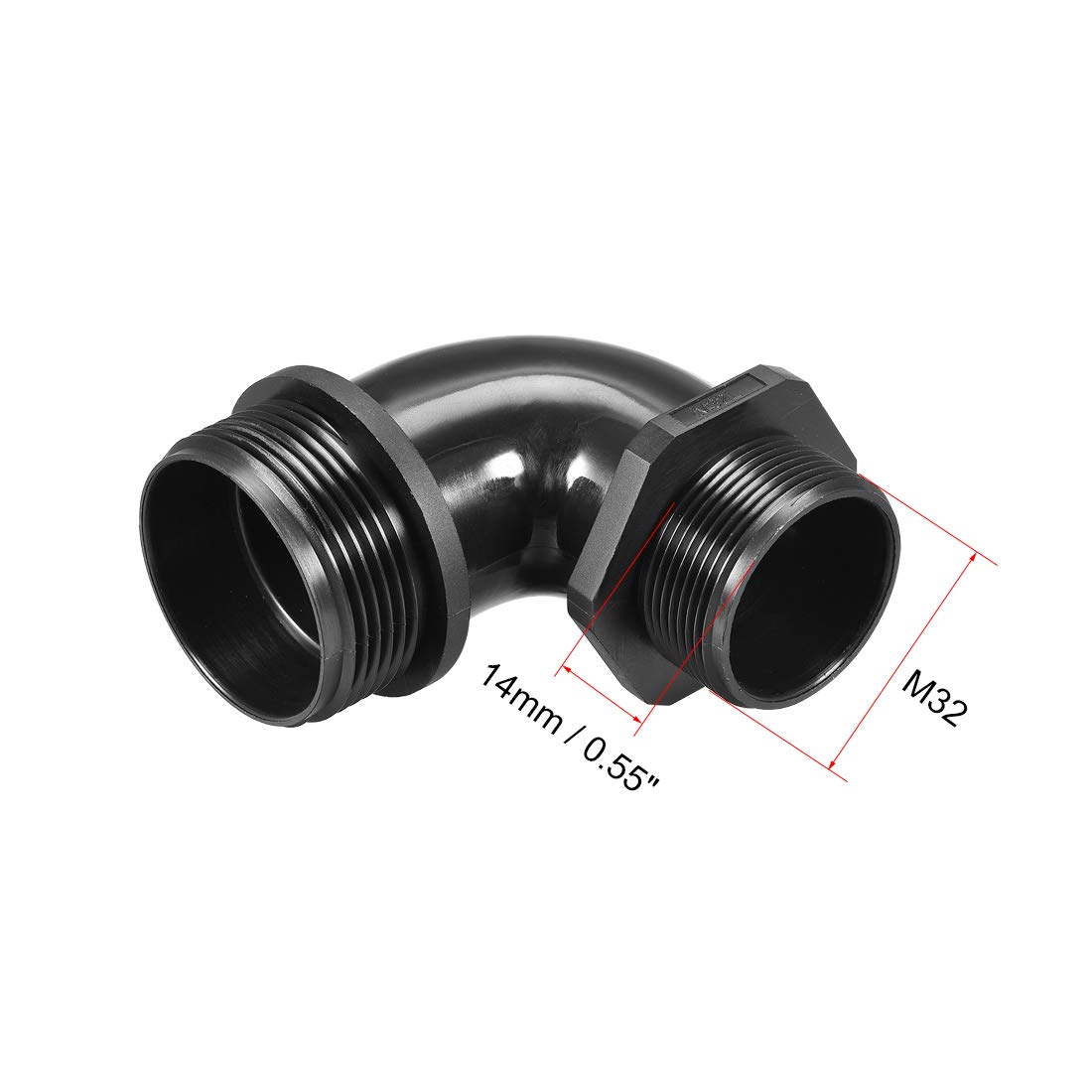 uxcell M32 Cable Gland, 90 Degree Waterproof IP68 Nylon Joint Adjustable Locknut for 15mm-22mm Dia Cable Wire 5