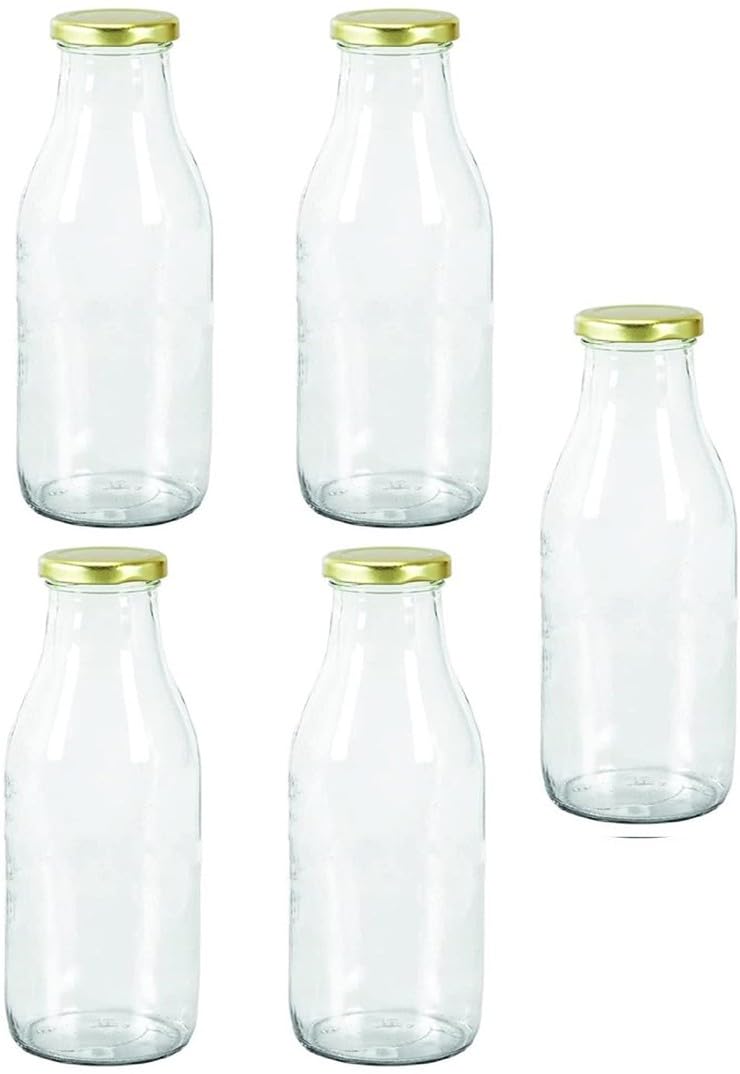 1st Time Multipurpose Kitchen Storage Glass Water & Milk Bottle With Lid, Clear, Pack Of 7, 500 Ml, 6.5 X 6.5 X 20.5 Cm 6