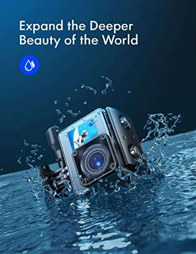 WOLFANG GA200 24MP 4K Action Camera 40M Waterproof Underwater Camera for Snorkeling, EIS WiFi Adjustable Wide Angle Dual Screen Camera for Vlog, Webcam(Charger, Remote Control and Helmet Accessories) 3