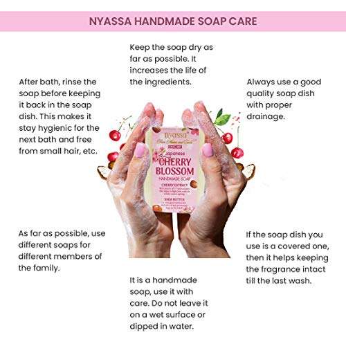 Nyassa Cherry Blossom Handmade Soap 150gm Cherry and Shea Butter Extract with natural ingredients.No Paraben, Against Animal Testing and Vegetarian. 6