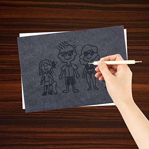 200 Sheets Transfer Tracing Paper Carbon Graphite Paper and 5 Pcs Embossing Styluses Stylus Dotting Tools, Metal, Glass, Carving, DIY Wood Burning Transfer Craft 5