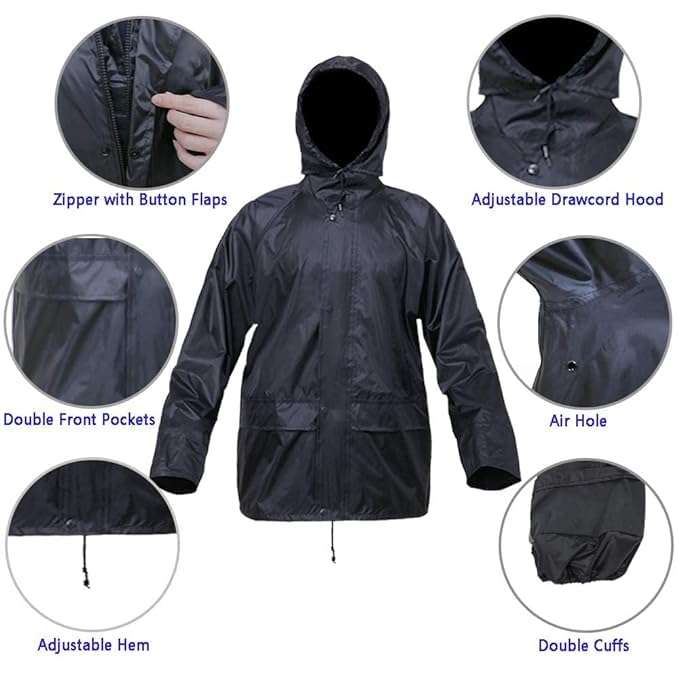 Atipriya Blue Raincoat with Pants Polyester Rain Coat for Unisex Bike Rain Suit Inner Pocket with Storage Bag,Size - (XL) 3
