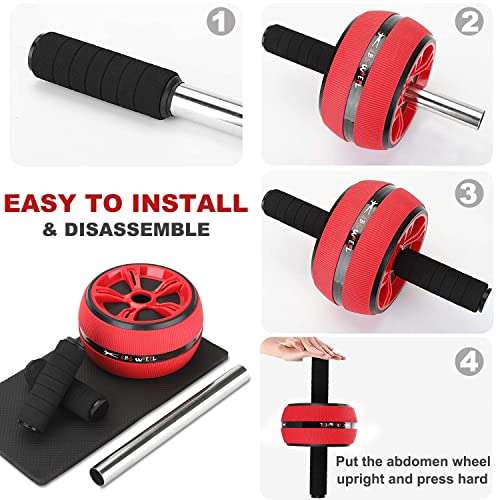 Bssay Ab Roller, Home Abdominal Exercise Equipment Core Workout Machine Wider Ab Roller Wheel with Resistant Band 4