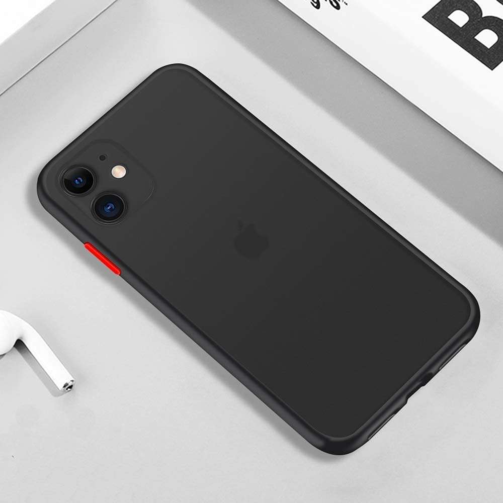 TRENDYTHINK Transparent Shockproof Camera Protection Smoke Cover Translucent Matte Soft TPU Pouch Case Smoke Case for (Black, I Phone 11) 2