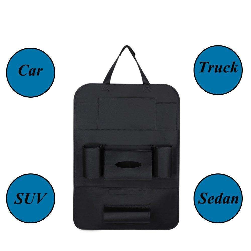 Oshotto Car Backseat Storage Organizer Phone Holder,Multi-Pocket for Bottles, Tissue Boxes,Kids Toy Storage and Great Travel Accessory Compatible with Honda Brio (Black) 6