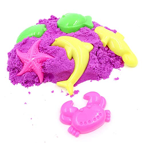 Anadimall 1 kg Magic Moving Kinetic Soft Sand Clay Craft Art Box Children Playing Set Beach Toy for Kids Activity Toys with 12 Mould (1 kg Square Sand Box) 3