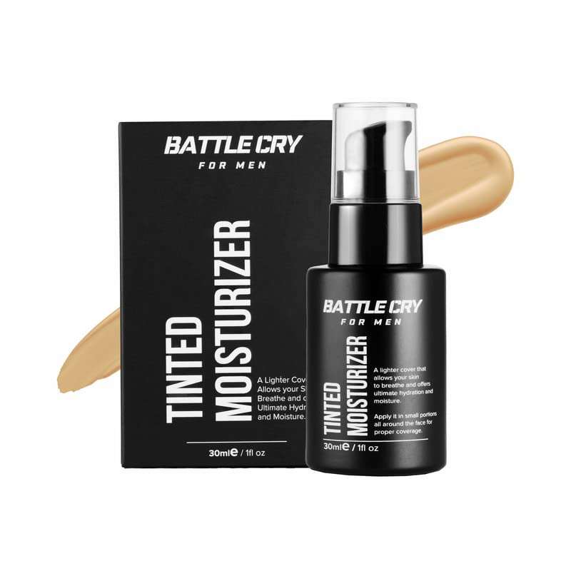 Battle Cry Lightweight Instant Hydration Tinted Moisturizer For Men, Non Greesy Flawless Face, Long Lasting Face Cream Beneficial For All Skin Types, Available In 3 Shades, (30ml, Medium) 1
