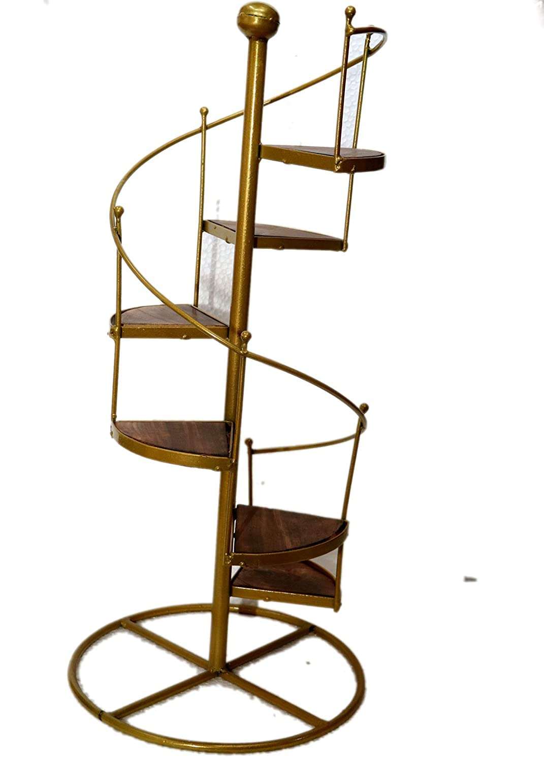 Surprise interiors Wood and Iron Stairs Shape Rack for Plants, Sturdy Shelf for Living Room, Office, and Bedroom, with Metal Bracket 3