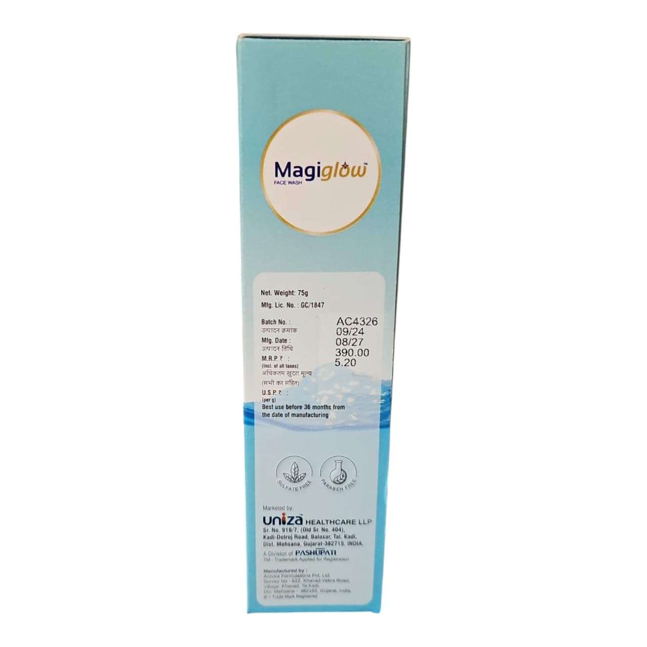 MagiglowFace Wash, 75g, Deep Cleansing with AHA BHA, SLS & Paraben Free 3