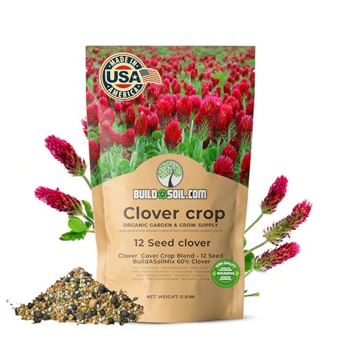BuildASoil No-Till Clover Seed Cover Crop Blend 12 Species Cover Crop Seed Mix Premium Clover Seeds for Lawn - Plants Friendly Cover Crop for Garden - 60% Clover (3 lb Bag) 1