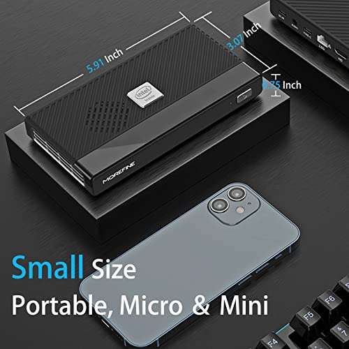 MOREFINE M6 Mini PC Intel 11th Gen N6000 (up to 3.3GHz) Windows 11 Pro, Mini Computers 16GB LPDDR4 RAM/512G M.2 NVME SSD, Micro PC Support WiFi6/ AX201/BT5.2/2.5G Network Port 5