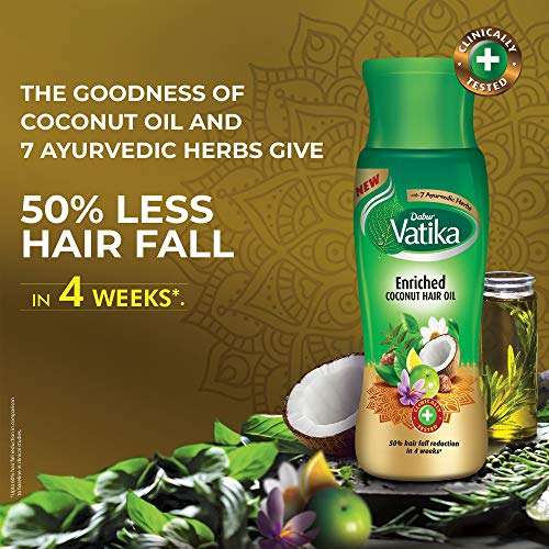 DABUR Vatika Enriched Coconut Hair Oil: Clinically Tested To Reduce 50% Hairfall In 4 Weeks, 300 ml (Pack of 2) 3