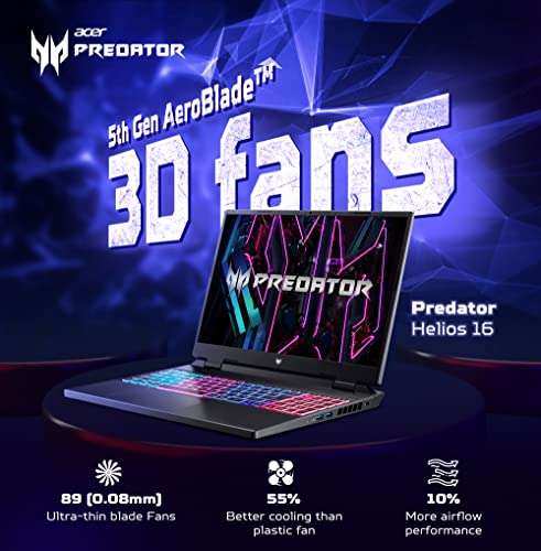Acer Predator Helios Neo 16 Gaming Laptop 13th Gen Intel Core i7 Processor (16 GB/1 TB SSD/Windows 11 Home/NVIDIA ® GeForce RTX ¢ 4050) PHN16-71, (16") WUXGA Display 3
