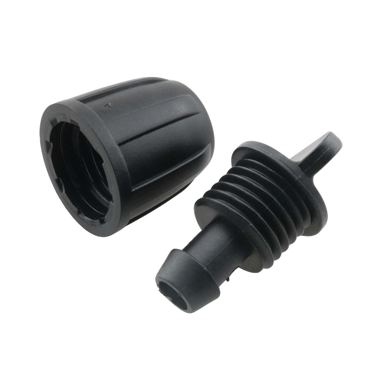 HJGarden 10PCS Black Drip Irrigation End Plug Fittings Drip Line Parts Irrigation End Closure with Locked Nuts for Garden Lawn Sprinkler Systems 5