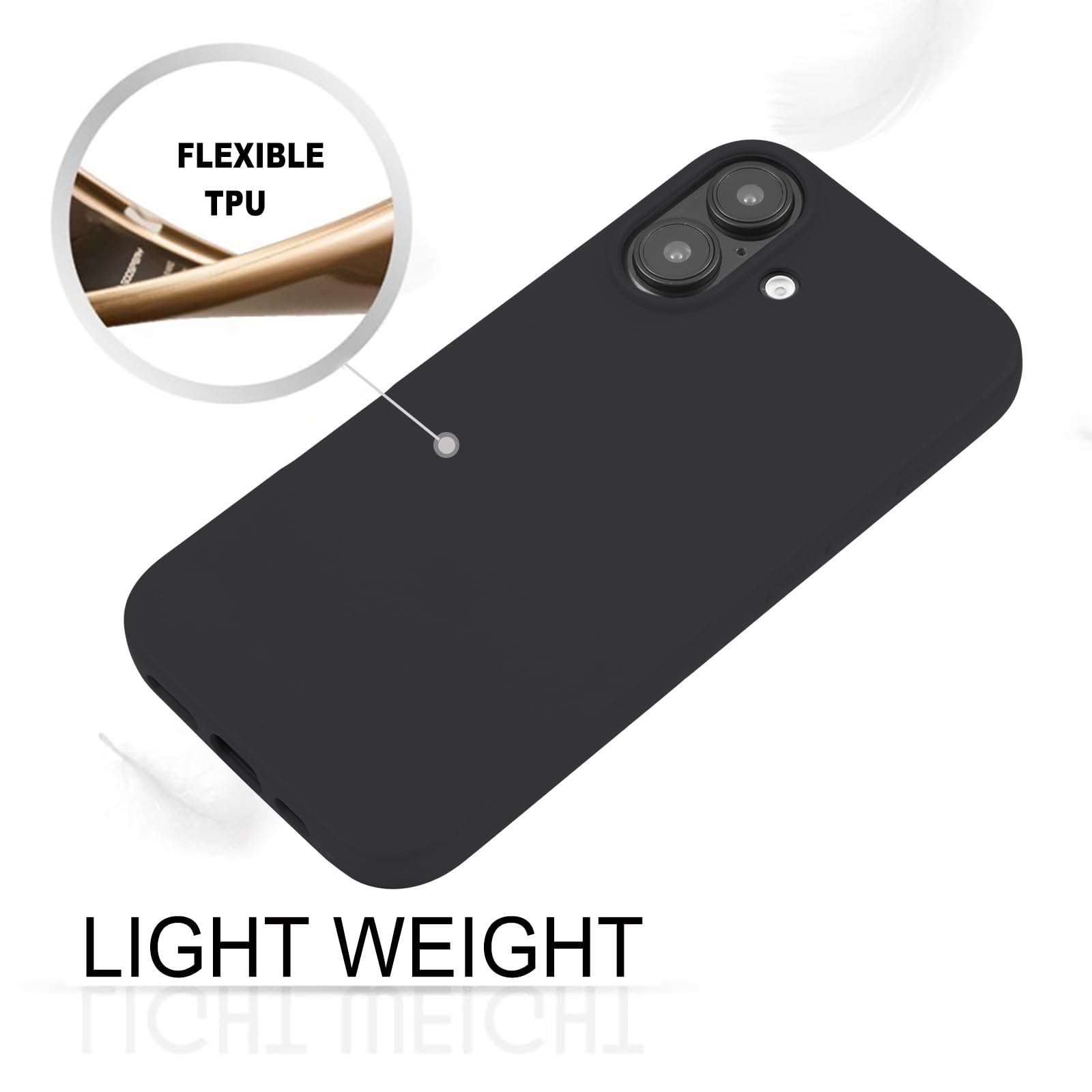 A Accessories kart Back Cover case compatable for [iPhone 16 Plus] Ultra-Thin Slim Fit Soft Silicon Back Cover Case Flexible TPU Matte Finish Coating Light Protective - Black 4