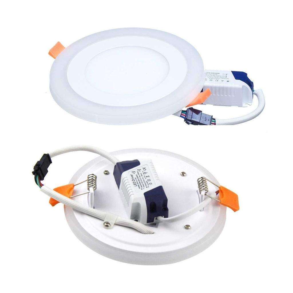 Jikrik (6+3) 9 Watt LED Side Blue (3W) and White (6W) Round Slim Panel Light Ceiling 3D Effect Lighting (Double Color) Set of 2 Pieces 4