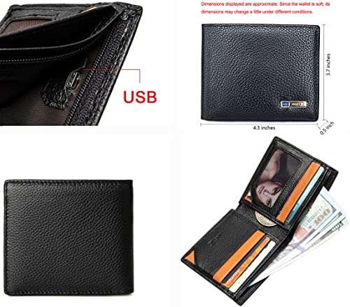 Trackable Anti-Lost Bluetooth Wallet, Intelligent Tracker Finder with Position Locator (Via Phone GPS) Bifold Cowhide Leather Minimalist Credit Card Purse (Black, Horizontal) 6