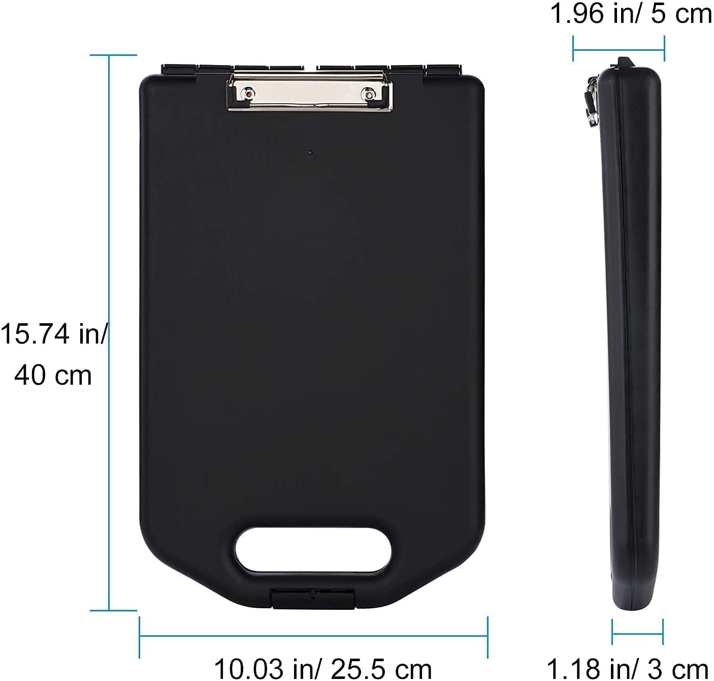 Juflix Storage Clipboard A4 Plastic Clipboard Storage Box with Pen Compartment Slim Clipboard Folder Black Clipboard Case Paper Holder Storage Clipboard Portable Writing Clipboard for Paper Documents 5