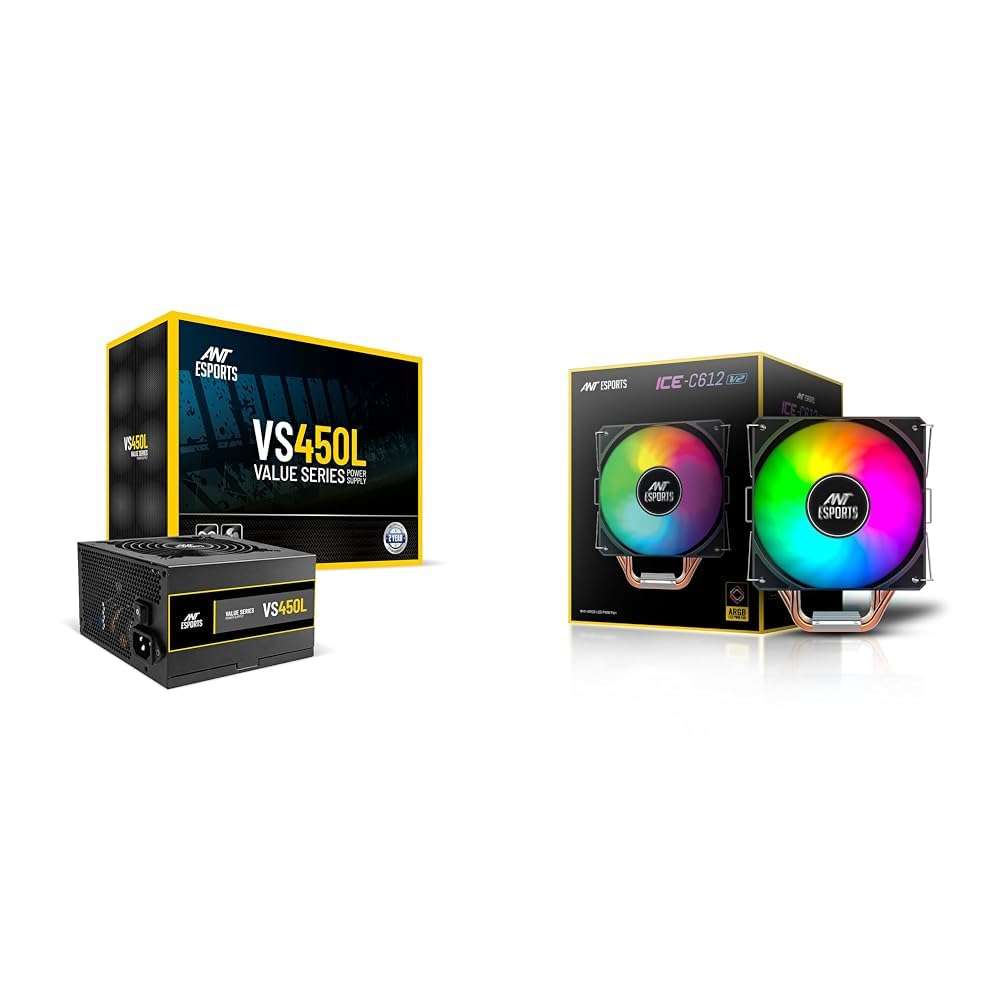 Ant Esports VS450L Non-Modular High Efficiency Gaming Power Supply/PSU with 1 x PCIe and 120mm Silen 1