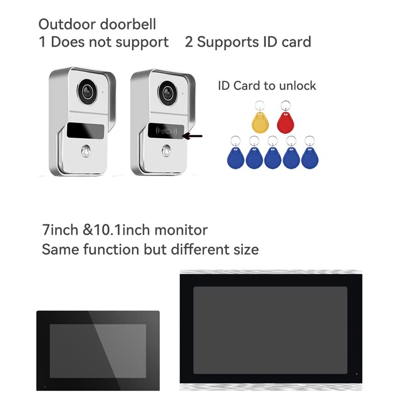 WiFi Video Doorbell Intercom with 10 inch Touch Monitor System,1080P Video Entry Doorphone Door Camera,TUYA WiFi Smart Home Video Intercom Kits for Home Apartment 6