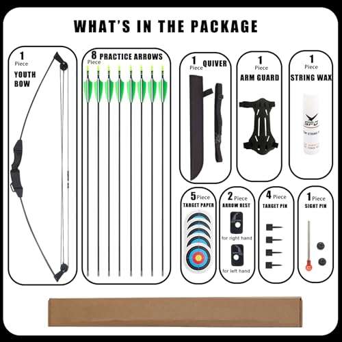 SOPOGER Kids Bow and Arrow Set for Boys Girls, Beginner Bow and Arrow for Kids 8-12 Youth Archery Set, Youth Compound Bow and Arrow Set for Kids Backyard Archery Games Toy Gifts (Black) 2