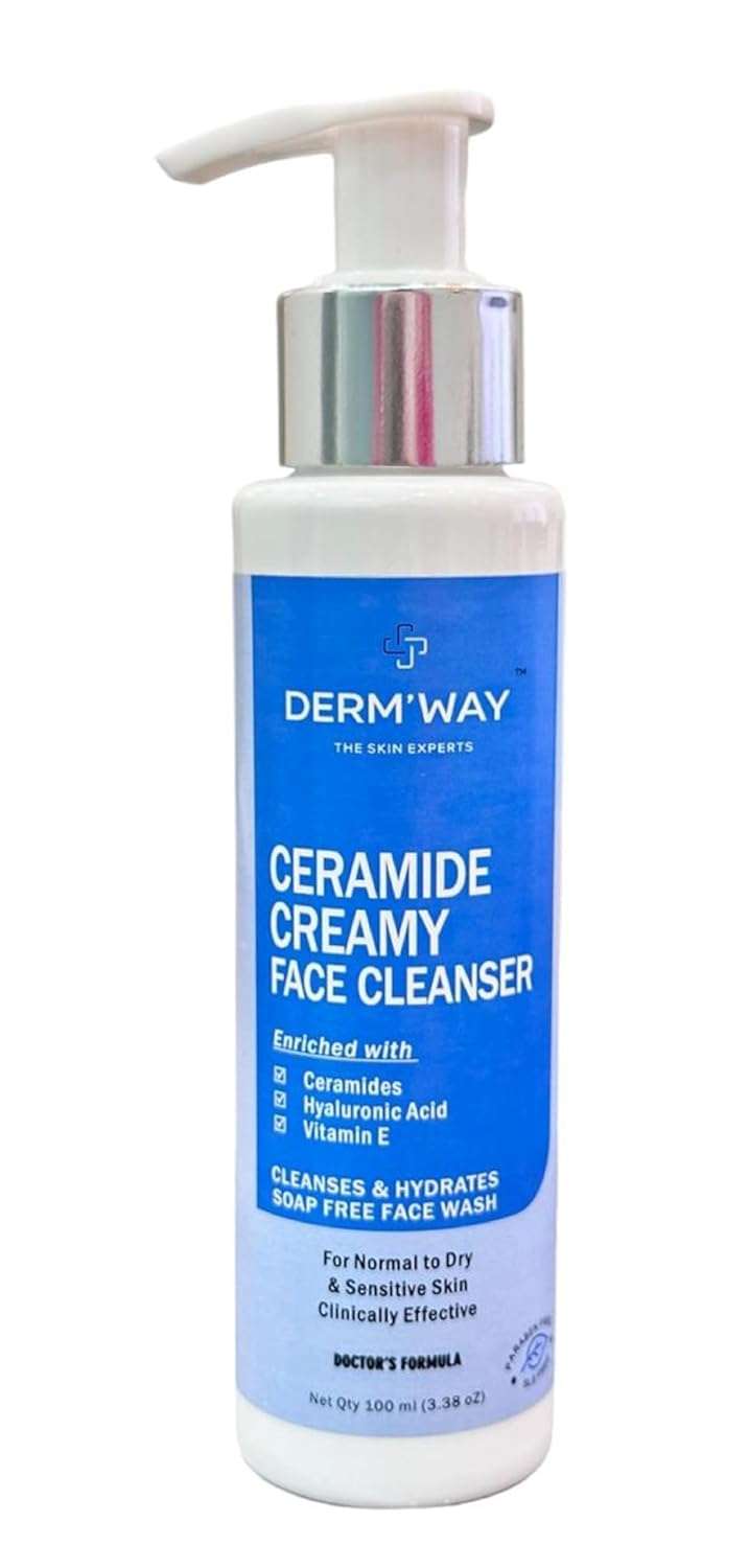 Derm’way Exfolia Face Serum | Derm’way Ceramide Creamy Facewash| HYDRALUXE Light Skin Renewing Oil Free Moisturizer| Ray Away Sunscreen gel for Acne & Spot Correction Range 4