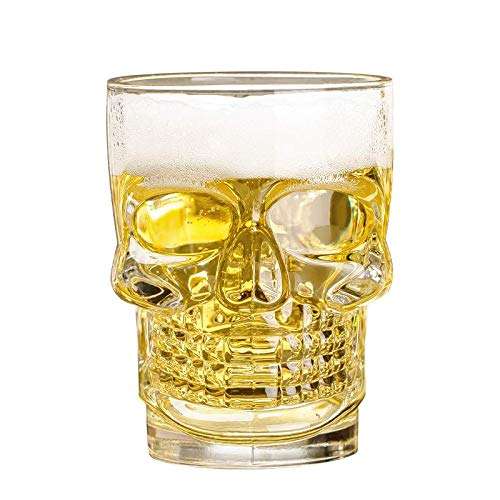 VILON Italian Premium Glass Beer Mugs with Handle | Crystal Clear Glass Beer Mug | 520ml (1, Skull Beer Mug 520ML) 5