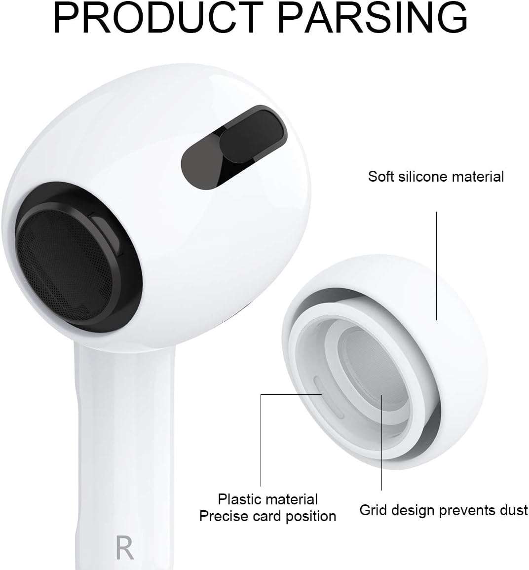 Sounce Silicone Replacement Ear Tips for Apple AirPods Pro 2 & Airpods Pro, Anti-Slip Eartips, Tighter Seal, Fits in The Charging Case, (Medium Size) (1 Sets, 2Pc) - White 3