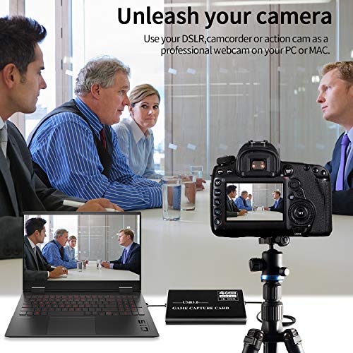 SUNKONG Audio Video Capture Card, HDMI USB 3.0 4K 1080P 60fps Reliable Portable Video Converter for Gameing/Streaming/Live Broadcasts/Video Conference/Video Recording 5