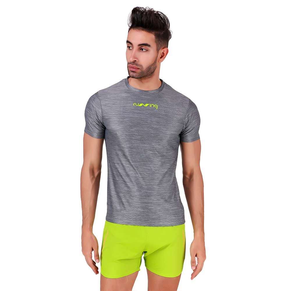 Nivia Hydra-4 Digi Men's Melange Round T-Shirt (Grey, XS) 1