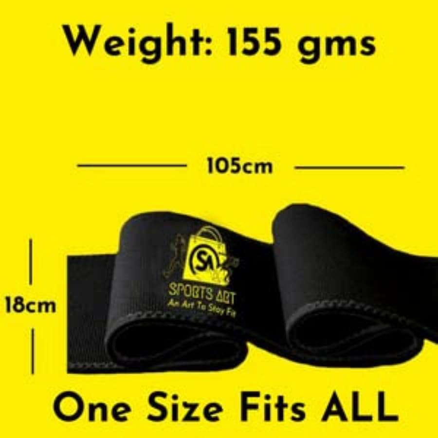 Sonajuri Arts Sweat Slim Belt & Wrist Support Band Combo Abs Exercise Equipment for Home Gym Core Abdominal Fitness Gym Accessories for Men & Women Black 6