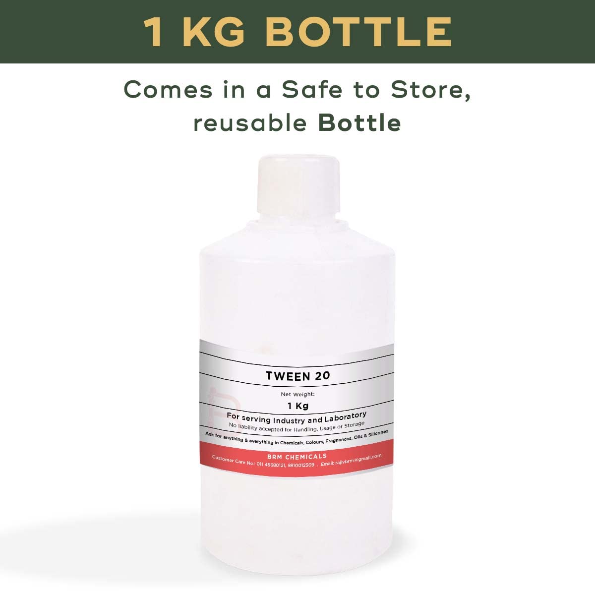 BRM Chemicals Tween 20 - Water Soluble Surfactant & Emulsifier - Used For DIY Personal Care Products - 1 KG 3