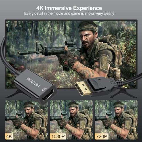 URELEGAN Displayport to HDMI Adapter 10-Pack, 4K UHD Not Bidirectional Display Port DP to HDMI Cable Male to Female Port Support Video & Audio Compatible with Computer, PC, Monitor, Projector, HDTV 2