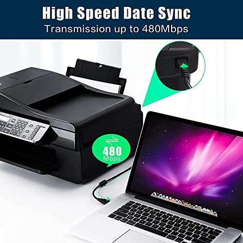 Ruhza 5 Meter USB Printer Cable, USB A to Male To USB B 2.0 Cable Cord Compatible with Printers, Scanner Compatible With D-ell, H-P, Ep-son, Can-on, Xe-rox, Sams0ng, Ep-son-16.4 Feet 5