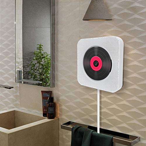 Wall Mounted CD Player BT Speakers Home Audio Boombox with Remote Control FM Radio AUX Input Headphone Output U Disk Music Player 4