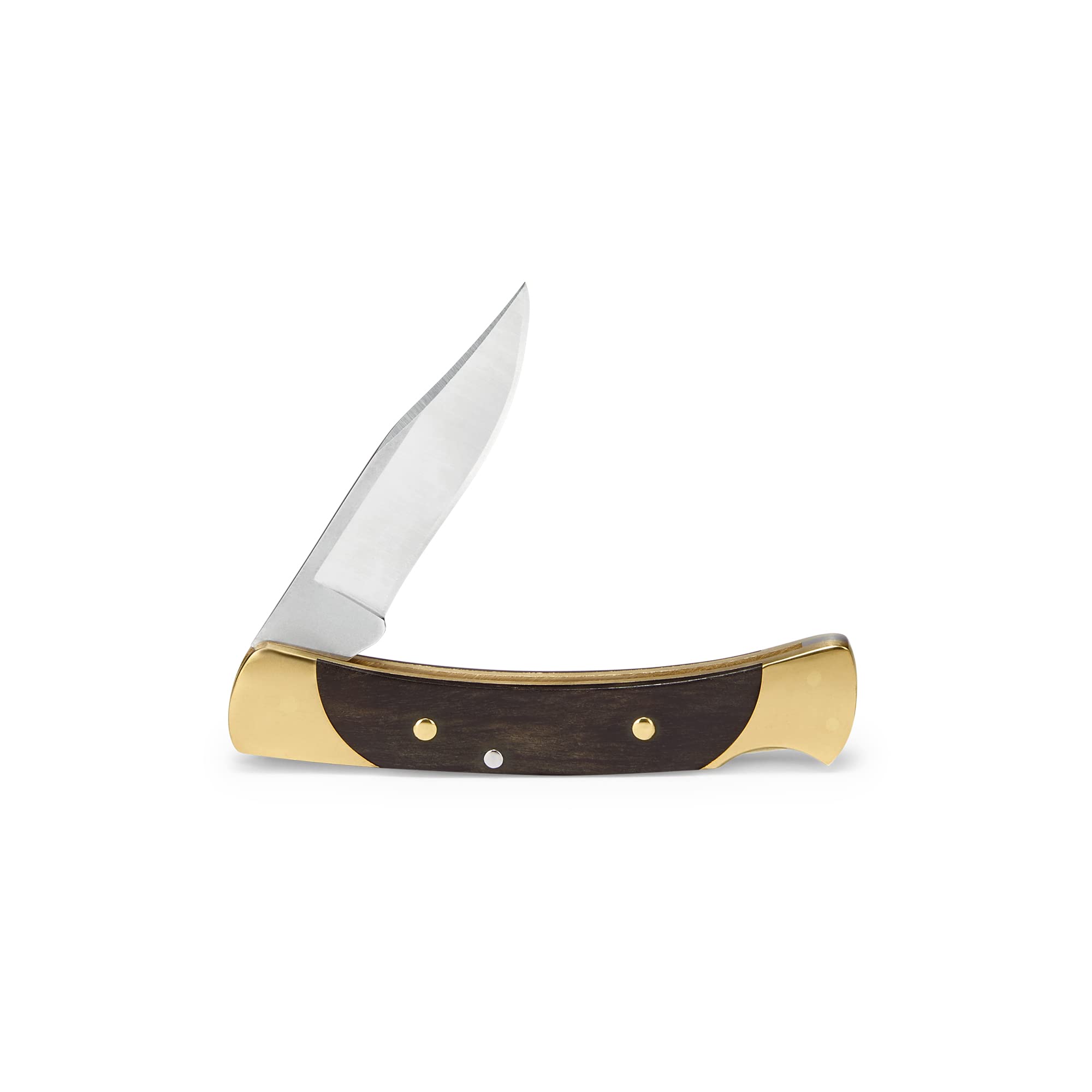 Buck Knives The 55 Folding Pocket Knife 2-3/8" 420HC Steel Clip Blade, Ebony Handle, Brass Bolsters 2