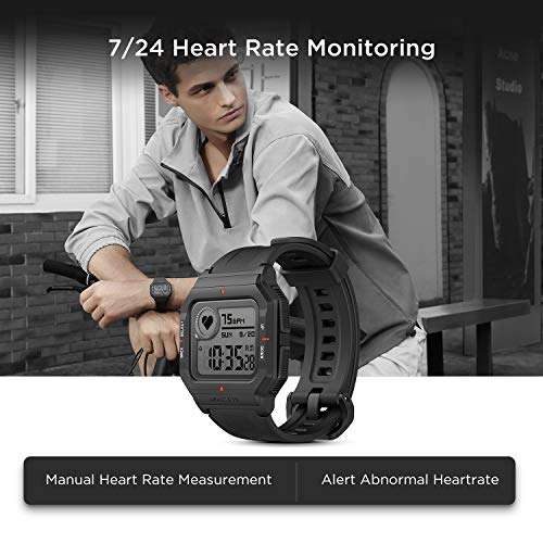 Amazfit Neo Smart Watch, Retro Design, 28-Day Battery Life, Always-on Display, 5ATM Water Resistant, Lightweight, 4 Physical Buttons, Heart Rate, Sleep Monitor (Black) 5