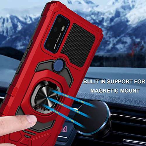 Ailiber for AT&T Radiant Max 5G 6.8"/Cricket Dream 5G /AT&T Fusion 5G/Cricket Innovate 5G Phone Case with Screen Protector, Ring Magnetic Car Mount Kickstand, Heavy Duty Protective Cover for Dream-Red 2