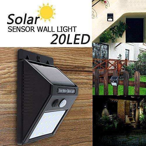 FOZZBEE 20 LED Solar Wall Lamp Outdoor Waterproof Motion Sensor Lights Garden Yard Garage Led Energy Saving Solar Light Motion Sensor Light (Pack of 4) 4