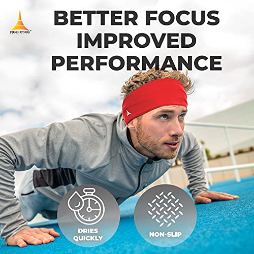French Fitness Revolution - Stretchy Sports Headband for Men & Women - Guys Sweatband for Running, Cycling, Basketball, Yoga, Fitness - Moisture Wicking Workout Hairband - Made in Europe 2