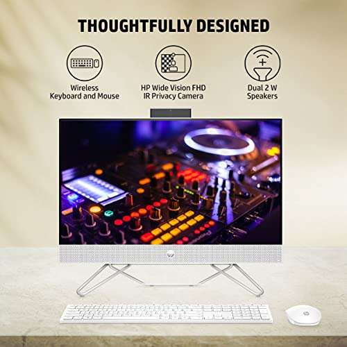 HP All-in-One PC 12th Gen Intel Core i5-1235U 24-Inch(60.5 cm) FHD Anti-Glare Desktop (8GB RAM/1TB HDD+256GB/Win 11/Wireless Keyboard and Mouse Combo/MSO/IR Privacy Camera/Starry White) 24-cb1902in 3