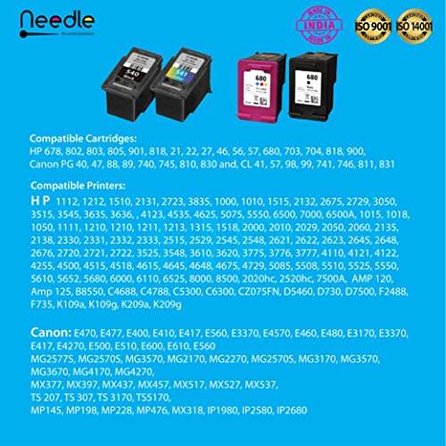 Needle High Yield Inkjet Cartridge Ink Refill Compatible for HP and Canon Cartridge Printers (3 x Black) 2
