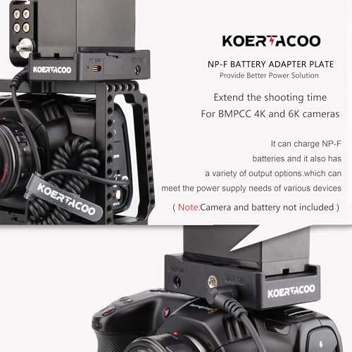 NP-F Battery Adapter Plate + BMPCC 4K and 6K DC Cable and LP-E6 Dummy Battery to Power Blackmagic Pocket Cinema Camera 4K/6K,Compatible with Sony NP-F970 F960 F770 F750 F570 F550 Battery. 3