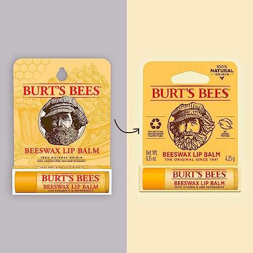 Burt's Bees Lip Balm, Beeswax, 0.15 oz, Transparent 2