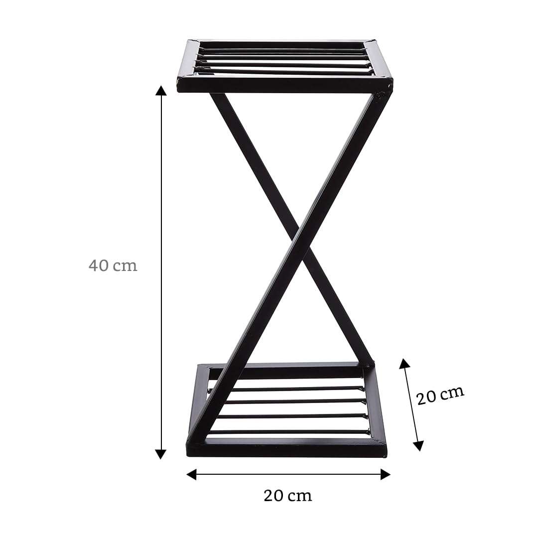 Amazon Brand - Solimo Stylish Metal Plant Stand (New Z Shape X Shape) (Set of 1, 40 cm stand) | Strong Legs Perfect Metal Stand for Planter Indoor and Outdoor 6