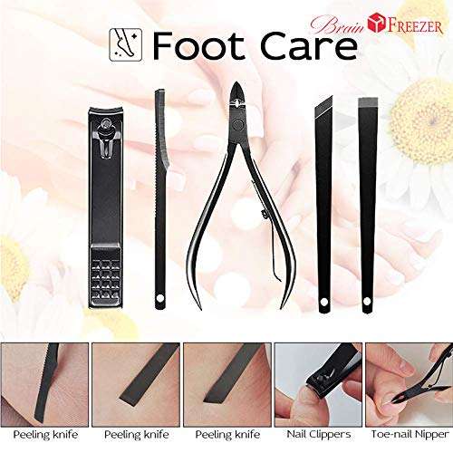 Brain Freezer 15 In 1 Nail Clipper Kit With Case Nail Care Set Pedicure Cutters Scissor Tweezer Knife Professional Manicure Set Tools Black Yellow 5