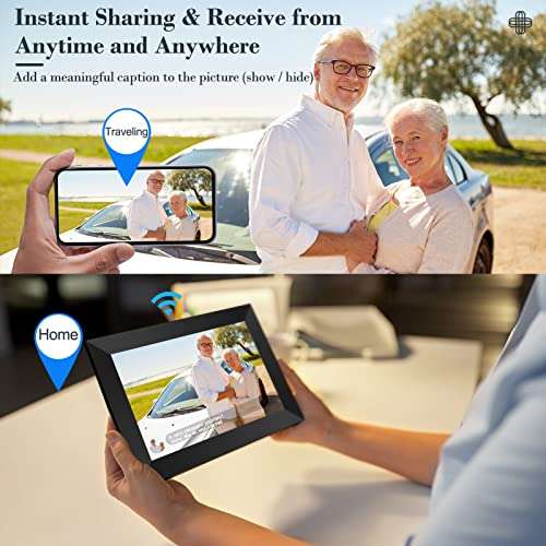 Jimwey Smart WiFi Digital Picture Frame - 10 Inch Frameo Digital Photo Frame with Native 1080P IPS Touch Screen, Built-in 16GB Storage, Auto Rotate, Easy Setup to Share Moment Instantly via Frameo APP 3