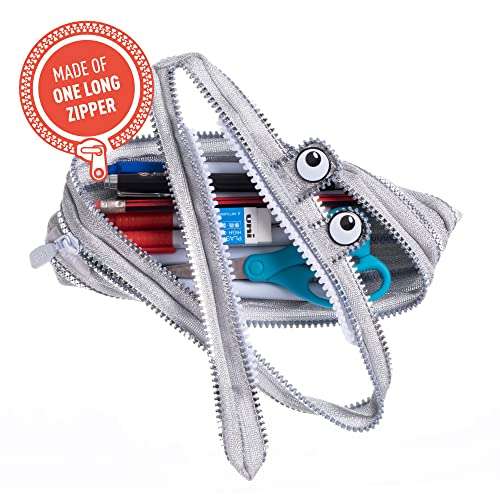 ZIPIT Monster Pencil Case for Kids | Pencil Pouch for School, College and Office | Pencil Bag for Boys & Girls (Silver) 2